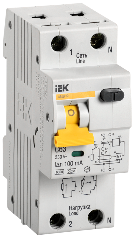 Автоматические выключатели дифференциального тока АВДТ32 предназначены для защиты человека от поражения электрическим током при повреждении изоляции электроустановок
